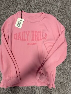 Daily Drills Pink Waffle-Knit Crew Sweatshirt